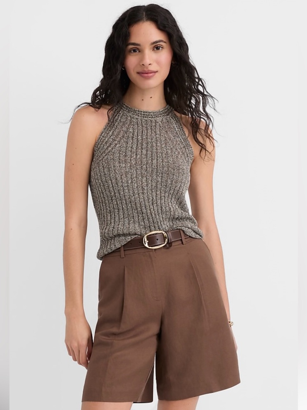 NWT LOFT crochet ribbed halter sweater L